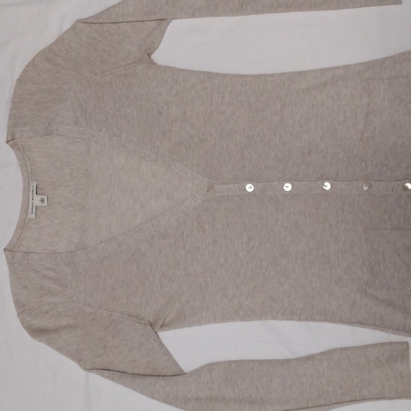 Women's Silk Banana Republic Thin Sweater Jacket Button up size Small Cream Tan - Picture 2 of 8